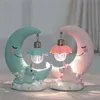 Objetos decorativos estatuetas LED Night Light Resin Moon Unicorn Cartoon Lâmpada de bebê decoração de quarto romântico para crianças garotas brinquedo infantil fofo 220906