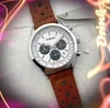 Wszystkie tarcze Pracujące Stopwatch Luksusowe zegarki męskie z kalendarzowym Paskiem skórzany Pasek Japonia Kwarc Ruch na rękę dla mężczyzn Wysokiej jakości popularny prezent zegarowy