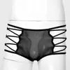 MUITAS MENINAS CULTON MEN Boxer Brief Hollow Out Silky calcies cruzado na cintura média de roupas íntimas sexy para dormir casual