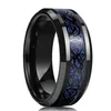 Moda de 8 mm de tungstênio anel de carboneto preto dragão celta azul anel de fibra de carbono Men