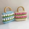 Bolsas de ombro noturno malha casual FLORES MULHERES feitas à mão tecida Bandeira Lady Shot Tote Shopper Daisy Travel Beach Pesses 220906