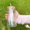 Американская запасная сублимация бутылки с водой с двойным стеновым стеклом может блестать пустые стеклянные кружки с бамбуковыми крышками пивные соки чашка 12 унций 20 унций