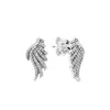 Autentisk Sterling Silver Sparkling Wing Stud Earring Womens Party Jewelry Set Original Box For Pandora CZ Diamond Girl Friend Gift Earrings