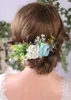 Coiffes Vintage fleur bleue et feuilles mariée peigne à cheveux coiffure de mariage accessoires de fête faits à la main pince de beauté pour les femmes