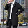 남자 트렌치 코트 남성 코트 옷깃 따뜻한 바람막이 중간 길이 포켓