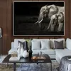 Schwarz-weiße wilde Tiere, afrikanischer Elefant, Leinwand-Malerei, Poster und Drucke, moderne Wandkunst, Bild, Wohnzimmer-Dekor