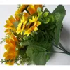 Faux Blumengrüne 13 Köpfe gelbe Seiden Sonnenblume Künstliche Blumen 7 Branchbouquet für Home Office Party Garden Hotel Hochzeitsdekoration A5230 J220906