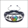 Catena a maglie di alta qualità Mtilayer Bracciale in pelle per uomo Donna Mandala Flower Pattern Vassoio in vetro Simbolo Om Yoga Buddismo C Yydhhome Dhq1H