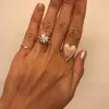 Clusterringen Big Heart Ring 2022 Fashion Women Valentines Gift Daily Gold Silver Color CZ Open ajust vinger sieraden