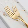 Flatware Sets 5Pcs Glossy Gold Stainless Steel Cutlery Tableware Set Kitchen Dinnerware Dinner Forks Knives Spoons Silverware