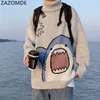 Maglioni da uomo ZAZOMDE Uomo Dolcevita Maglione squalo Uomo Inverno Patchwor Harajuku Stile coreano Collo alto Oversize Dolcevita grigio per uomo 220906