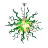 Lampes de lustre de plafond de style italien Murano Lampes suspendues vert-blanc LED Bubls Éclairage Décor Lustres en verre soufflé à la main pour la maison LR1481