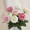 Faux Blumengrün feuchtigkeitsspenstig Austin Rose in Windsimulation Bouquet Photo Requisiten Curling Tea Rose Simulation Blumendekoration J220906