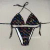 Kobieta bikini dwuczęściowe bikini z literowymi strojami kąpielowymi kryształowe letnie plażę kąpielową luksusowe kostiumy kąpiel