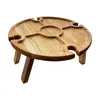 Mobili da campo Tavolo da vino per esterni con gambe pieghevoli Desktop rotondo Mini picnic in legno Facile da trasportare Supporto per rack Drop #BL2