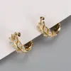 Boucles d'oreilles créoles pavées de CZ INS, clous de luxe en forme de branche d'olivier pour femmes, en argent Sterling 100% véritable, cadeau pour adolescent, bijoux fins, 925