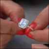 Bröllopsringar Storlek 5-10 Sparkling Luxury Jewelry 100% Real 925 Sterling Sier Emerald Cut White Topaz Cz Diamond Gemstones Pryydhome Dhjah