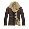 남자 재킷 겨울 남성 패션 캐주얼 양 털 털하 양모 진짜 가죽 표면 양모 안감 자전거 재킷 코트