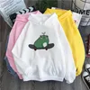 Women's Hoodies Frog Hoodie Vintage Harajuku Women Winter Cute Casual Streetwear Aesthetic Oversize Men Woman Loose Keep Warm Sweatshirt