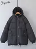 Femmes Down Parkas Syiwidii Manteau D'hiver Femmes Veste Parkas Épais Automne Noir Surdimensionné Violet Puffer Bulle À Capuche Harajuku Vêtements Lâche 220906