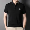 Wysokiej klasy męskiej 100% bawełnianej koszuli polo-polo marka krótkiego rękawu Deer Head Haftowa T-shirt Summer Lapel Lose Casual Fashion Top 220906