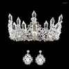Headpieces European en American Fashion Bride Handmade Diamond Crystal Column Crown Tiara Wedding Hair Studio Accessoires