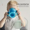 Baby Silicone Cup Learning Panda -formad mugg med lock Straw Water Cups Barnläckfast flaska för barn som matar flaska