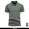 Polos pour hommes AIOPEON 100% coton couleur unie polos pour hommes décontracté à manches courtes chemises pour hommes mode streetwear polos pour hommes 220906