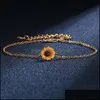 Andra smyckesuppsättningar Fashion Sunflower smyckesuppsättningar för kvinnor Creative Pendant Halsband örhängen Armband Ring Party Wedding D Yydhome Dhzvx