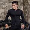 Męskie T-shirty Męskie T-shirt sportowy T-shirt Siłownia z długim rękawem Ubranie Fitness Kompresja Sportowa odzież Zip Pullover Turing Rashgard Bluza 220906