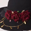 Rose Hexenhut Kostümzubehör Damen Halloween Kopfbedeckung Blumendekoration im dunklen Gothic-Stil Lolita