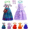 Vestidos de menina vestido mirabel para meninas encantos madrigal cosplay figurmhes kids isabella vestidos carnaval halloween princesa roupas de festa 4-10y 220905