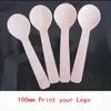 Honey Spoons Small Round Spoon with Personalized Wooden mini Spoons for Ice cream Yogurt Jam Jars Party Decoration Gift C0920