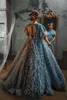 Dusty Blue 2023 Flower Girl Sukienki Kwiatowarki luksusowe suknie z piórami na sesję zdjęciową