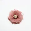 Faux Floral Greenery 10Pcs Pearl Rhinestone Chiffon Flowers Hair Accessories Diy Flower Bouquet Flowers Decorations No Hair Clips For Headband J220906