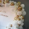 Autre épreuve d'événement fournit 98 pcs ballons blancs Garland Arch Kit Confetti Metallic Gold Pastel Latex Ballon Baby Shower Anniversaire Graduation Party Decor 220906