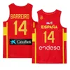 2022 Eurobasket Баскетбольная сборная Испания Джерси Эспана 14 Вилли Хернангомес Джерси 7 Хайме Фернандес 2 Лоренцо Браун 16 Усман Гаруба 5 Руди 4 Пау Газоль 16 рубашка