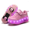 Zapatos de atletismo Two Wheels Children Roller Fashion LED USB Cargo de Sports Casual Sports Skate Ni￱os Sneakers tama￱o 28-40