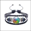 Catena a maglie di alta qualità Mtilayer Bracciale in pelle per uomo Donna Mandala Flower Pattern Vassoio in vetro Simbolo Om Yoga Buddismo C Yydhhome Dhq1H