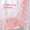 Faux Blumengrün 18m künstlicher Kirschblütenblüten Hochzeit Girlande Ivy Dekoration gefälschte Seidenblumen Rebe für Party Arch Home Decor String J220906