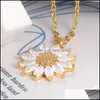 Pendentif Colliers D'été Frais Zircon Daisy Collier Pour Femme Adolescente Pendentif Partie De Mariage Couple Ras Du Cou Charme Femmes Juif Nanashop Dhjv5