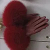 Mitaines femme luxe gants en cuir véritable avec manchette en fourrure de renard femmes chaud hiver véritable dames décontracté chauffe-main 220906