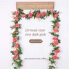 Faux Floral Verdure 22M Soie Artificielle Roses Fleurs Rotin Chaîne De Vigne Avec Des Feuilles Vertes Pour La Maison De Mariage Décoration De Jardin Suspendus Guirlande Mur J220906