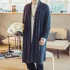 Männer Trenchcoats M-5XL Vintage Männer lose beiläufige Mantel Plus größe Chinesischen Stil Lange Strickjacke Streetwear Windschutz Jacken Outwear jacke 220906