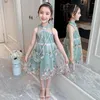 Girl Dresses Girls Abito estivo da ricamo floreale per bambini senza maniche per bambini costumi adolescenti per