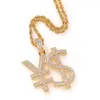 Pendentif Colliers YS Argent Symbole Lettre Collier Tout Glacé Cubique Zircon Chaîne Or Argent Couleur Hommes Hip Hop Bijoux