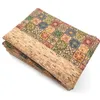5pcs Cosmetic Bags Women Cork Portuguese Tile Pattern Long Wash Bag