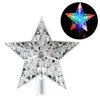 Dekoracje świąteczne 066e Nordic Style Tree Topper Star z LED Light Bateria zasilana baterią Faux Crystal Peads Treetop Fairy Lamp Party Decor