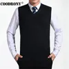 Suéteres para hombres COODRONY Llegada Suéter de color sólido Chaleco Hombres Suéteres de cachemira Jersey de lana Hombres Marca con cuello en V Jersey sin mangas Hombre 220906