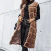 Gilet en fourrure pour femmes élégant chaud couleur unie coupe-vent rayures horizontales épaisses pour un usage quotidien femmes manteau